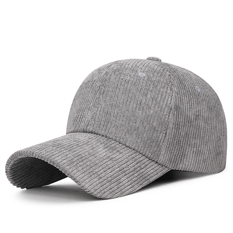 Unisex Corduroy Baseball Cap Vintage Solid Color Adjustable Trucker Cap Hat for Outdoor Travel