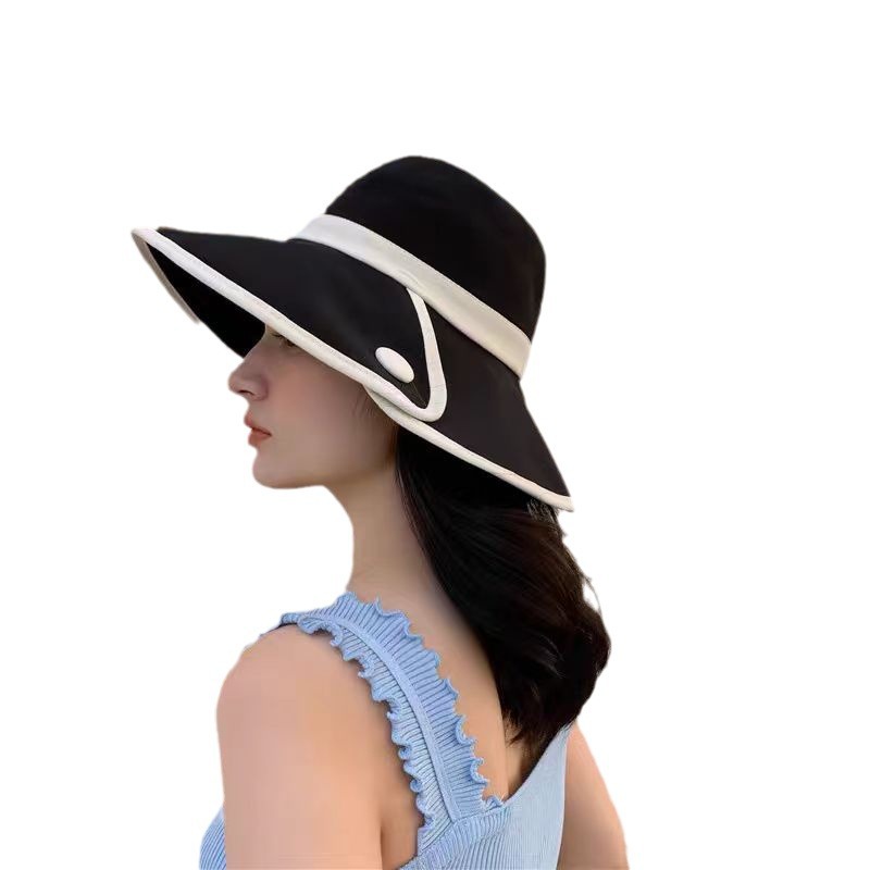 New Style Female Sun Hat with Bow Large Brim Bucket Hat for Spring and Summer Colored Glue Small Fisherman Hat