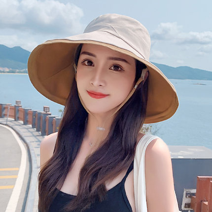 Women's Summer Fisherman Hat with Large Brim UV Protection Sun Cover Internet Celebrity Bucket Hat Style