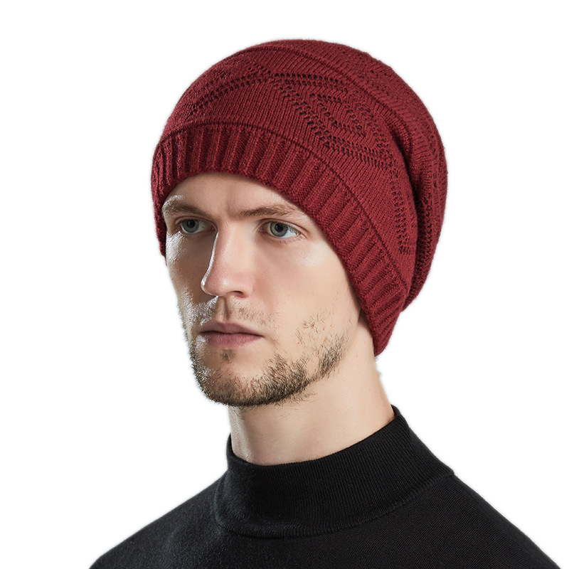 Men's winter warm knitted hat European and American cross-border plush hat winter plush cold-proof wool hat