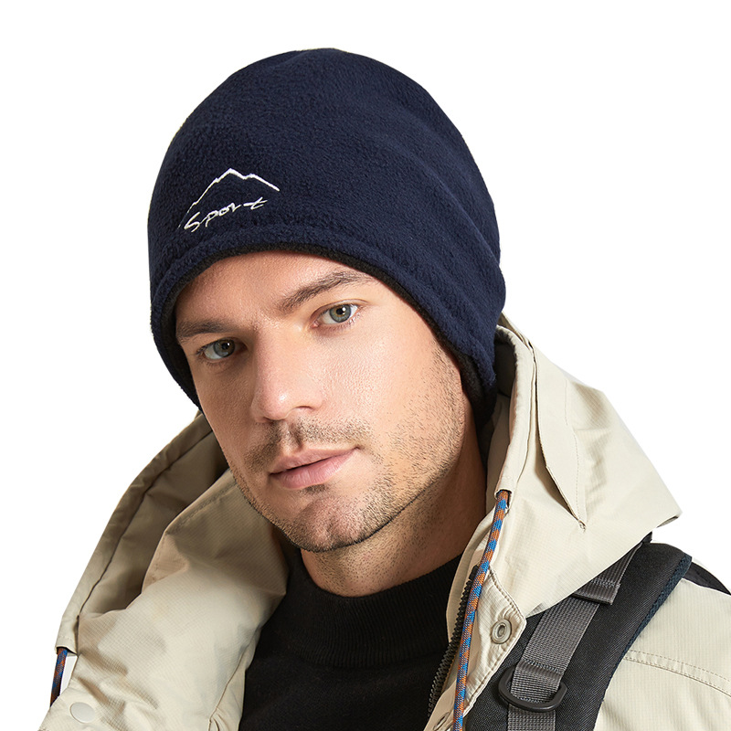 New winter cold-proof ski hat for men outdoor cap fleece double-sided windproof warm hat