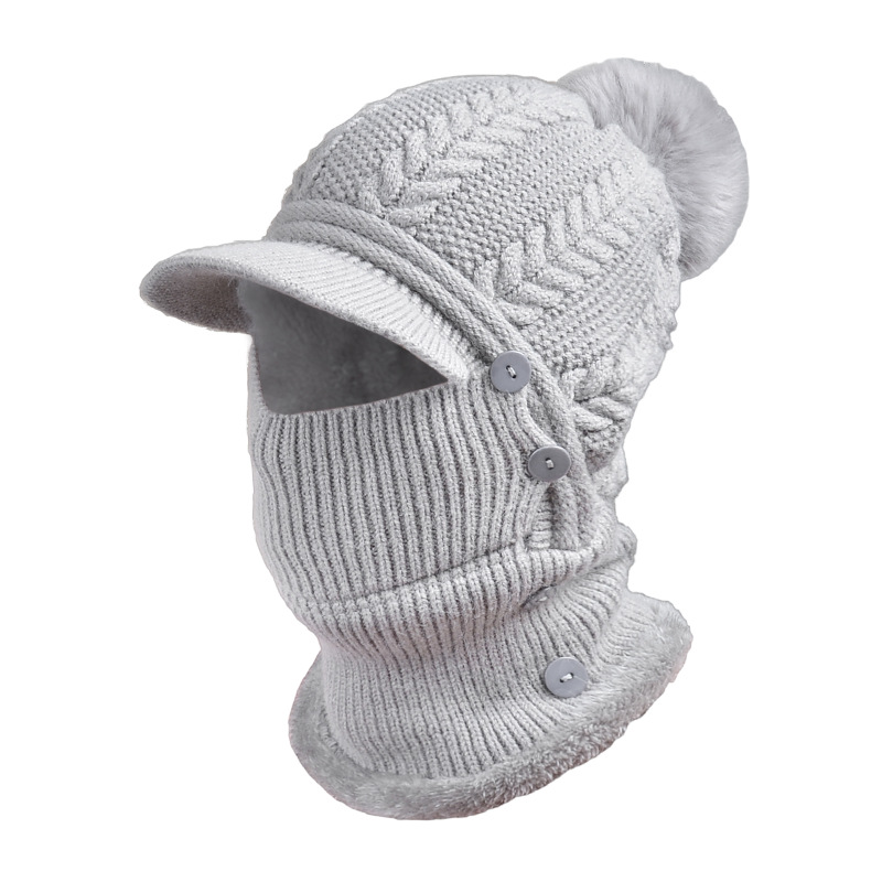 Cross-border winter women's knitted pullover earmuffs European and American wool hats women's scarf integrated warm hat