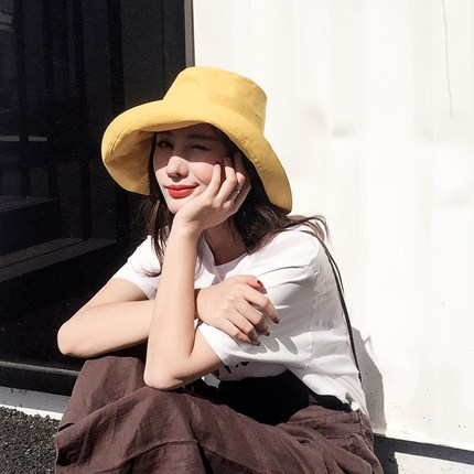 Women's fisherman's hat, summer Korean style, casual, versatile, trendy hat, sun protection hat, travel hat, wide-brimmed sun hat.