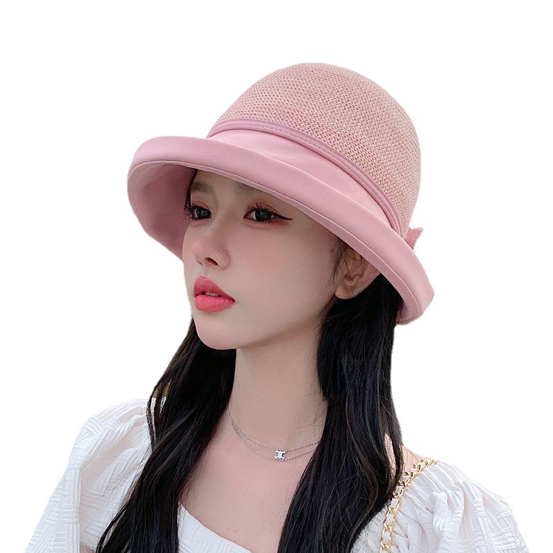 Women's fisherman's hat, spring/summer, Korean style, trendy, fashionable, rolled brim, sun hat, breathable, sun protection, flattering, new style.
