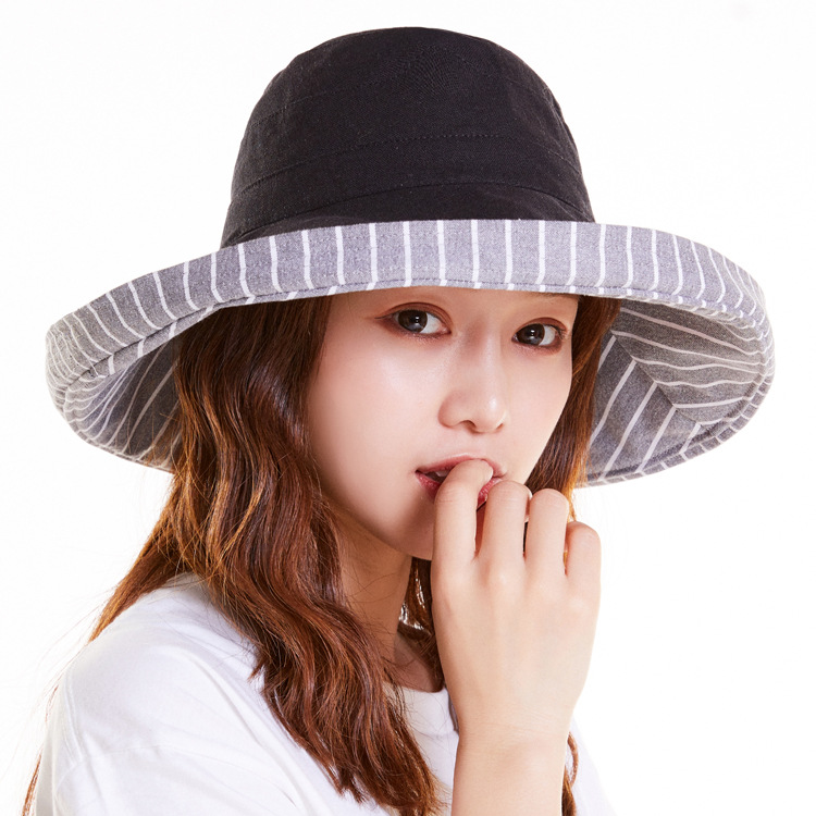 Women's new double-sided thin fisherman's hat, fashionable autumn and winter style, large headband, face protection sun hat, women's summer sun hat, stackable.
