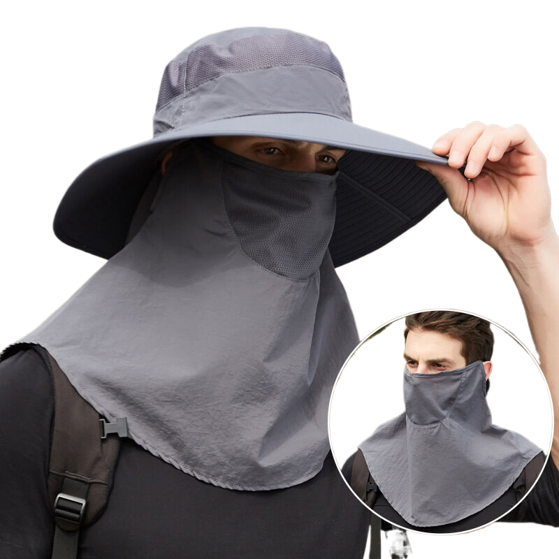 Wide brim makes your face look smaller. Detachable face mask style sun protection fisherman hat, European and American cross-border summer outdoor hiking sun hat.