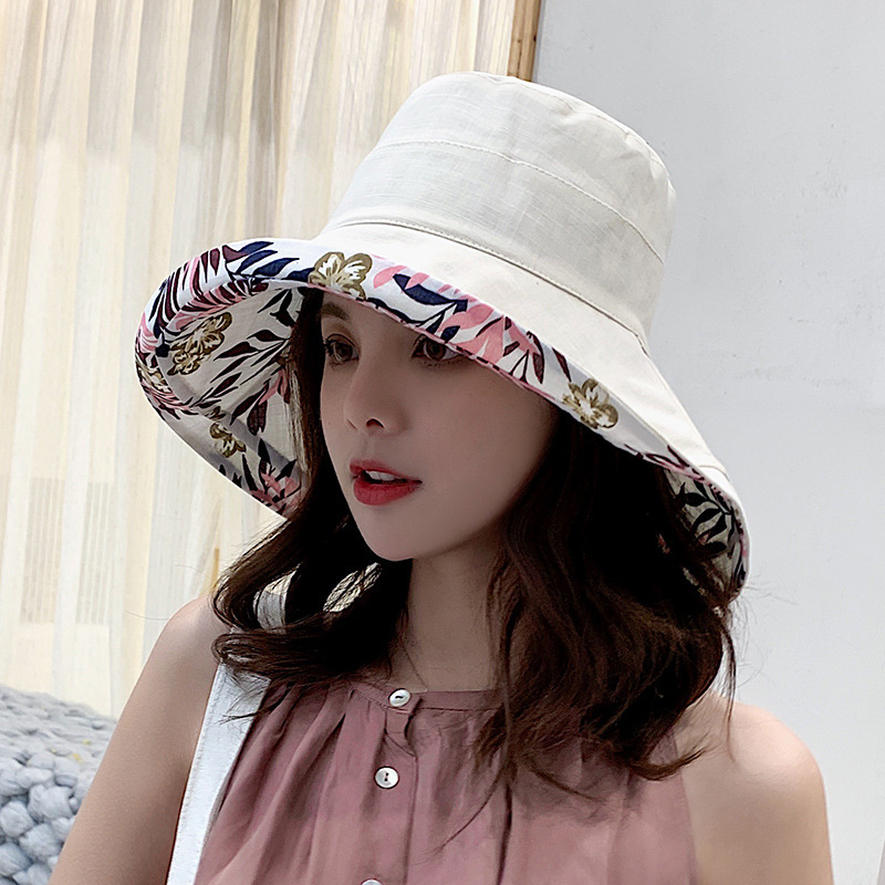 Reversible fisherman's hat for women, trendy and versatile, Japanese style, face-covering hat, perfect for beach outings, wide brim for sun protection, breathable.