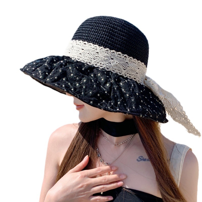 Women's Summer Bow-Knot Fisherman Hat, 2025 New Style, Large Brim, Sunshade and Sun Protection Hat, Korean Style Beach Hat
