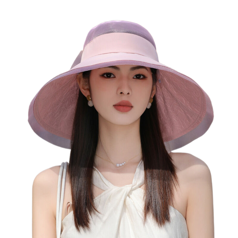 New summer Korean style trendy breathable sunshade beach hat for women, wide brim, foldable sun hat