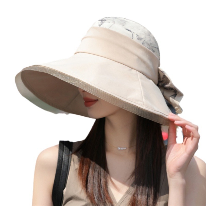 Reversible floral hat for women, summer wide-brimmed, cotton and linen fisherman's hat, sun protection, UV protection.