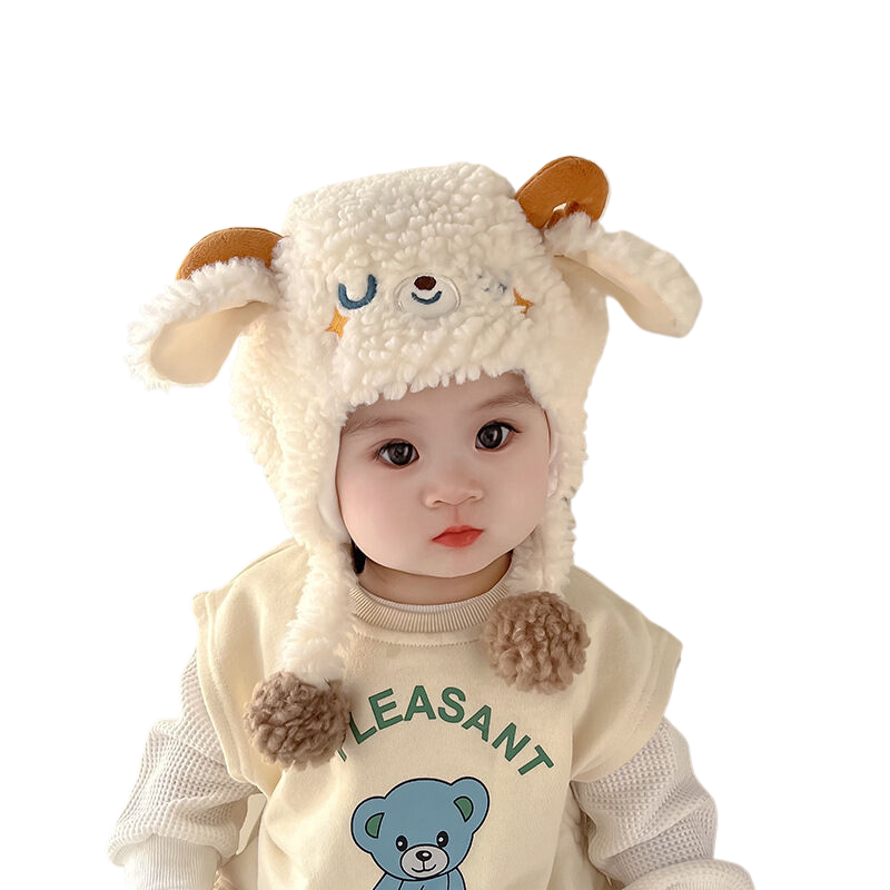 Winter Hat with Earflap Scarf Hood Thick Warm Kids Skull Cap for Baby Girls Boys
