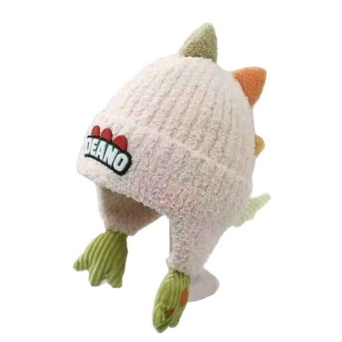 Autumn and winter baby hats for boys and girls, cute cartoon bear plush hats, warm hats with ear flaps, knitted hats