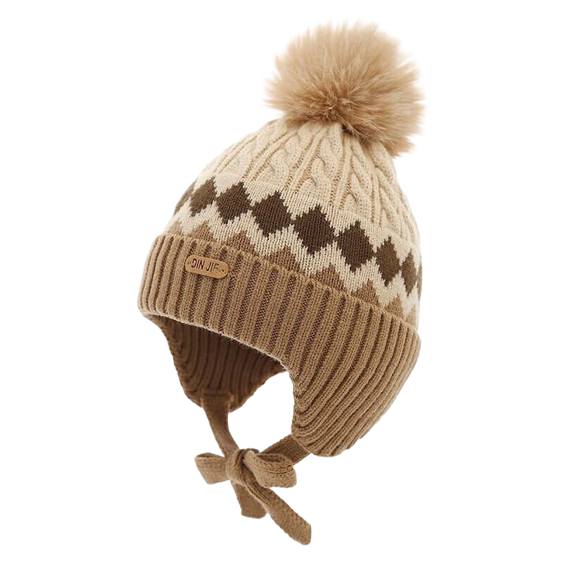 Children's hat, warm autumn and winter, boys and girls, tree-shaped windproof Lei Feng ear-protecting hat, baby knitted thick woolen hat