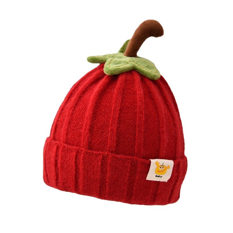 Winter baby pumpkin hat knitted hat children's candy-colored warm woolen hat boys and girls cute warm hat