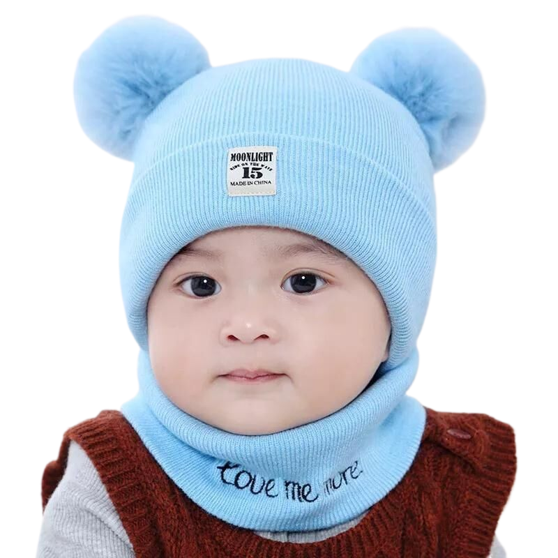 Cute Bear Baby Beanie Pompom Baby Boys Hat Infant Toddler Winter Knitted Beanies for Girls