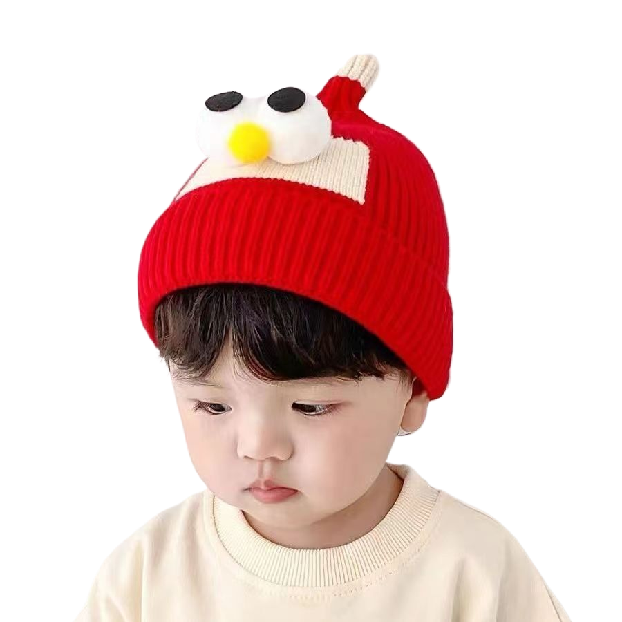 New autumn/winter children's ear-protecting hat, fleece-lined knitted hat, cute baby hat.
