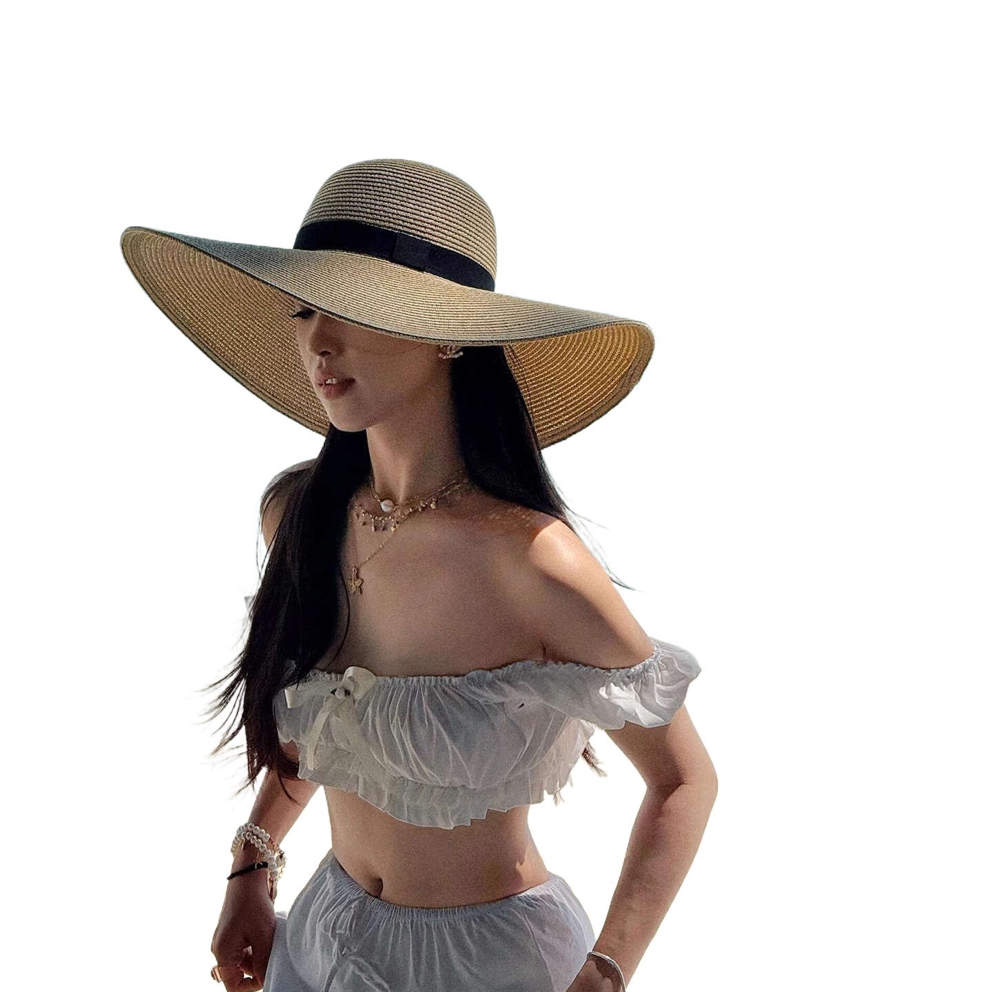 Women's Straw Hat Summer 2025 New Style Beach Hat with Wide Brim Sun Protection Hat French Resort Style Beach Sun Hat