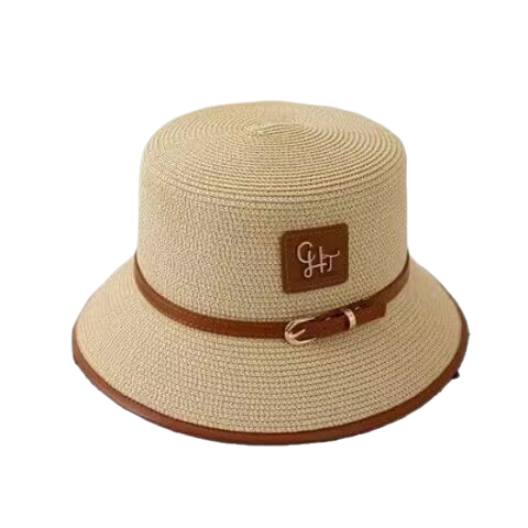 Spring/Summer Flat-Top Straw Hat, Beach Vacation Simple Sunshade and Sun Protection Beach Hat, British Style Bowl Hat, Women's Sun Hat