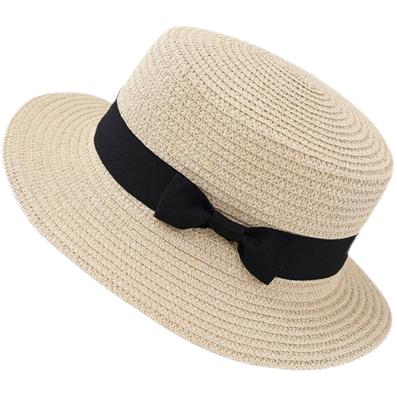 British style summer hat, fresh and cute small-brimmed straw hat, Korean style bow flat-top sun hat, popular export women's hat