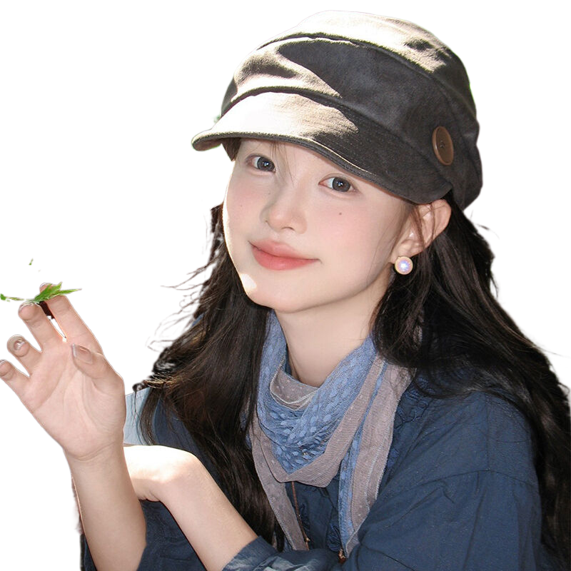Japanese style button-down beret hat for women, 2025 new autumn and winter newsboy cap, painter's hat.