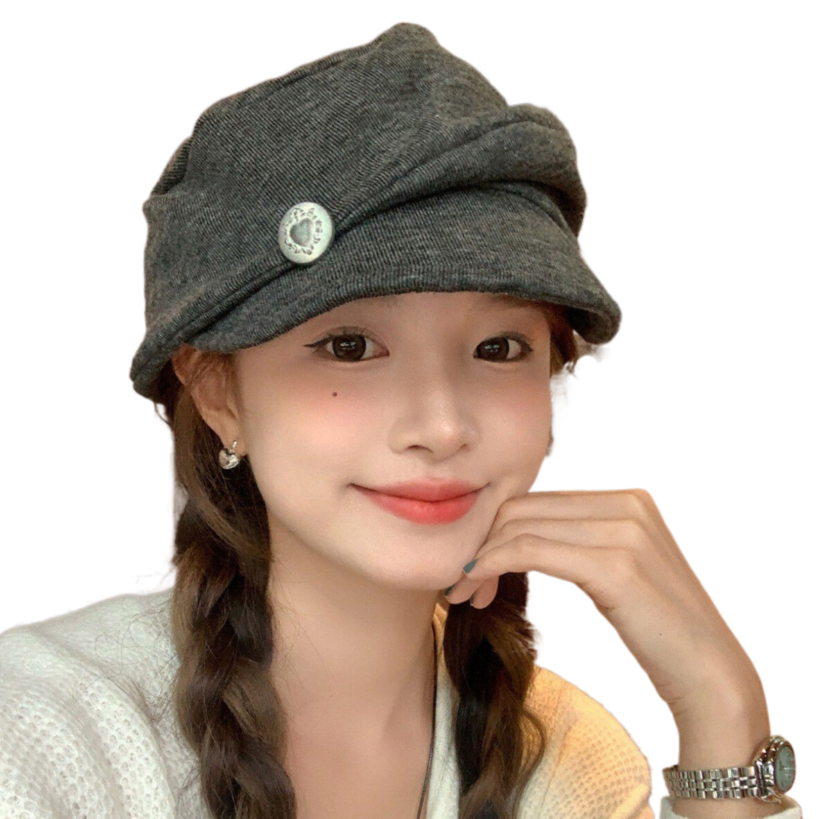 Solid color pleated beret, new spring and autumn style, retro literary and versatile newsboy cap, large head circumference painter hat.