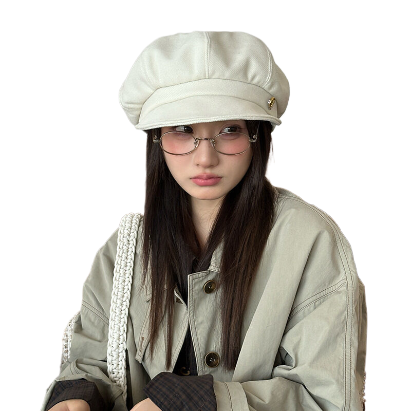 2025 New Arrival Internet Celebrity Style Autumn/Winter Octagonal Hat, Makes Face Look Smaller, Women's British Retro Style Versatile Painter's Beret/Duckbill Cap