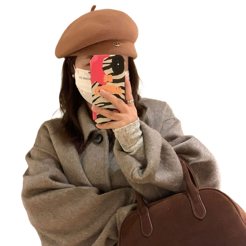 Women's beret hat, autumn and winter style, makes the face look smaller, new Korean style versatile wool artist's hat, women's octagonal hat.