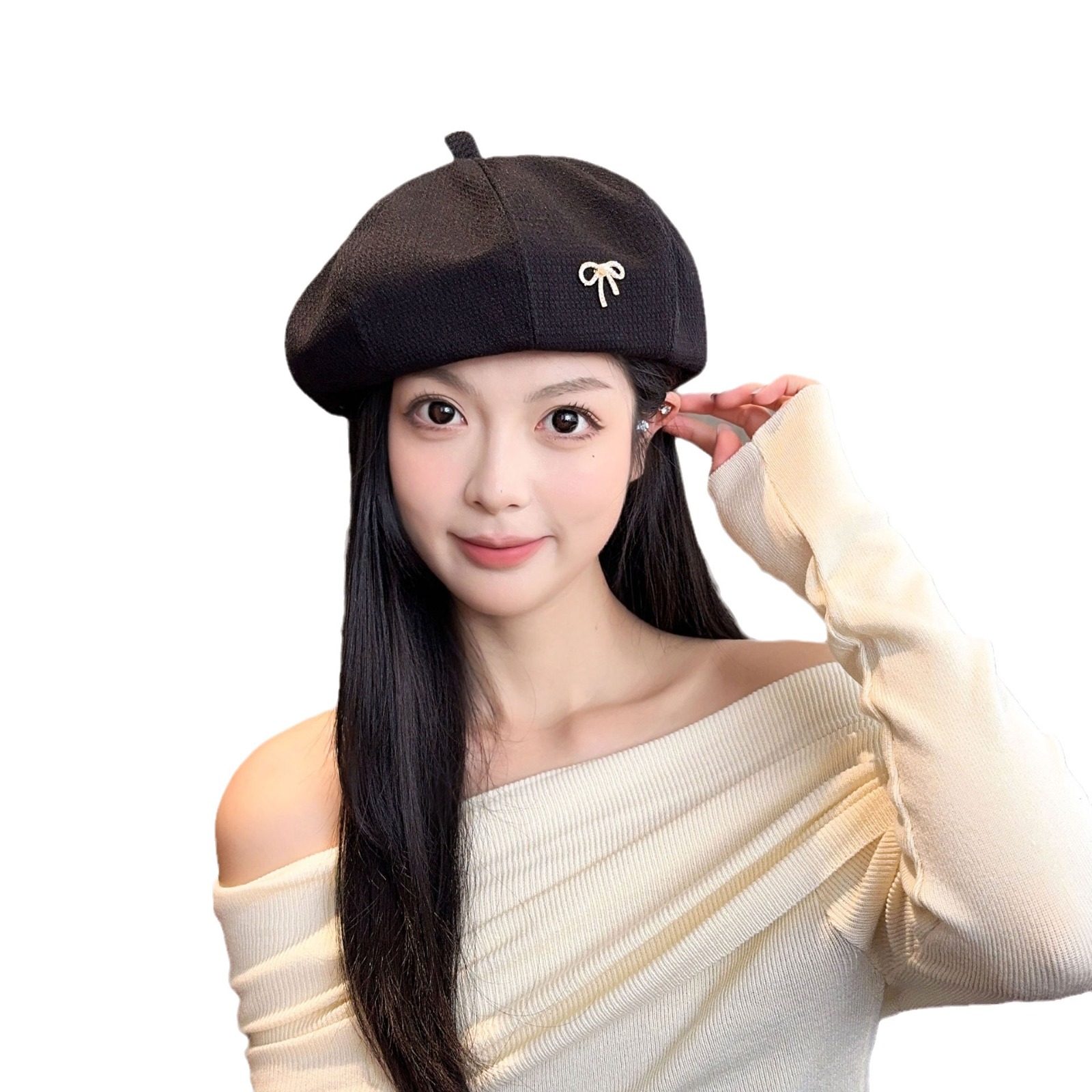 Women's beret hat, autumn and winter style, Japanese-inspired, trendy, elegant painter's hat, makes the face look smaller, versatile, suitable for large head sizes, pumpkin-shaped beret.