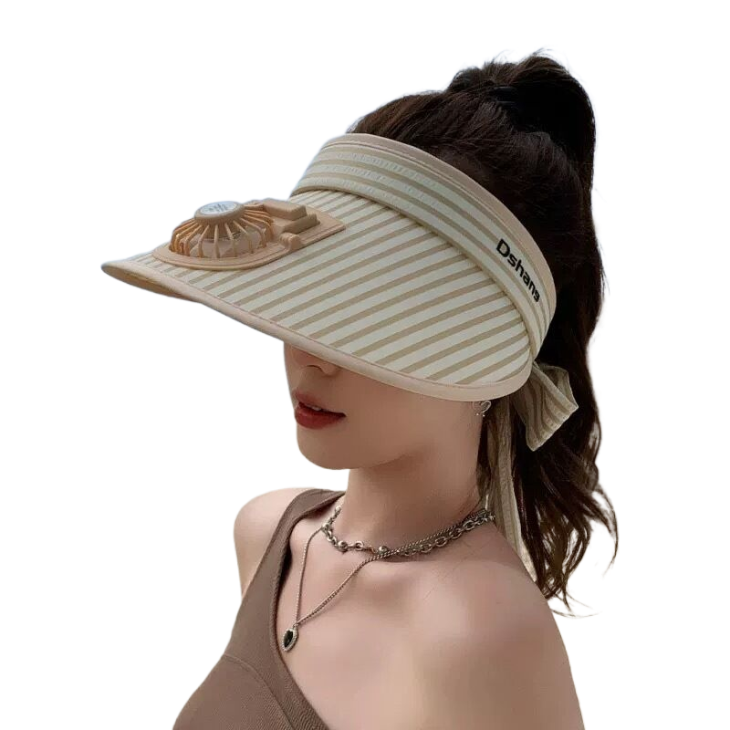 New summer style adult sun hat with fan, designed to make your face look smaller, women's sun protection hat with large brim and open top.