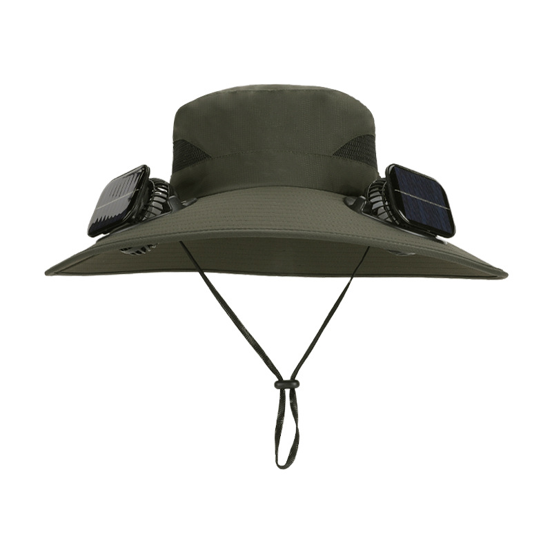 Long-lasting battery life, dual solar-powered fan hat for men, suitable for summer outdoor activities and hiking, rechargeable, multi-functional fisherman's hat.