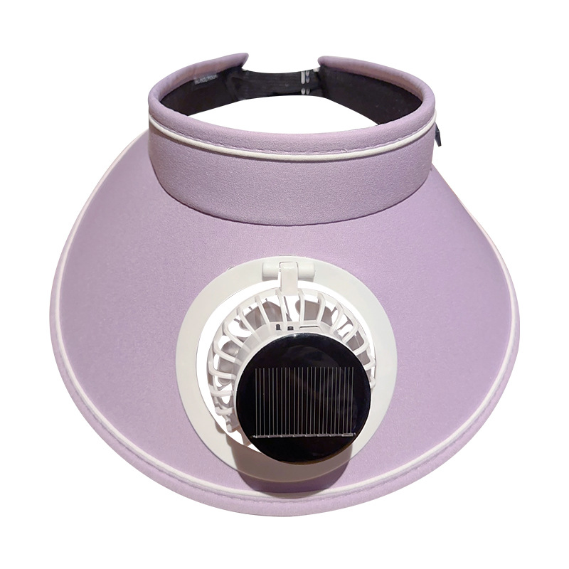 Solar-powered charging fan hat, sweet dopamine-style colorful open-top hat, outdoor face-covering UV protection USB fan hat.